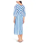 Платье-Халат в полоску с V-образным вырезом Marc Cain, синий - фото 3