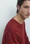 Свитер с круглым вырезом Massimo Dutti, Bordeaux - фото 4