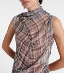 Платье миди из шелкового клетчатого атласа Dsaam с драпировкой Acne Studios, черный - фото 4