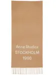 Шерстяной шарф с логотипом Acne Studios, коричневый - фото