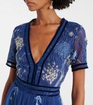 Платье с цветочной вышивкой Costarellos, синий - фото 4