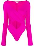 ALESSANDRO VIGILANTE драпированное боди с вырезами, розовый - фото