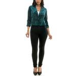 Женский бархатный укороченный блейзер Nina Leonard, черный - фото 4