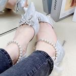 Ainer-cat Ainer cat Slim Heel High Heels 8cm Women's Silver - фото 8