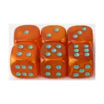 d6 12мм Оранжевый с аквамарином (6), Dice - Satin, 12mm (Crystal Caste) - фото