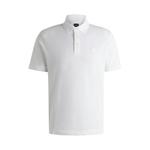 Рубашка поло из хлопка-пике с монограммой Double B BOSS, белый - фото