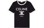 Футболка женская Celine с белым принтом, черный - фото