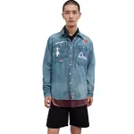 Рубашка мужская джинсовая синяя Evisu, синий - фото 5