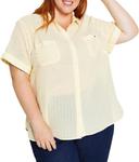 Рубашка Tommy Hilfiger больших размеров Dobby Stripe Camp, Yellow - фото