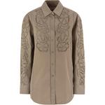 Weekend Max Mara Elmi вышитая поплиновая рубашка WEEKEND MaxMara, коричневый - фото