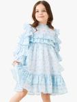 Детское платье Leo с рюшами Angel & Rocket, Blue - фото