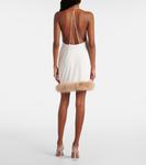 Трикотажное мини-платье с отделкой из перьев боа Coperni, белый - фото 3