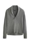 Джемпер OYSHO V-NECK WITH LAPEL, Light Grey - фото 6