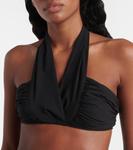 Верх бикини с драпировкой и халтер-воротником Balmain, черный - фото 4