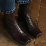 Женские ботильоны XU RI Haapy Bird ретро и комфорт сзади на молнии, с квадратным носком, средней высоты, из натуральной кожи с массивными каблуками, нос свиньи, сочетаются с любой одеждой XU RI Happy Bird, Coffee - фото 9