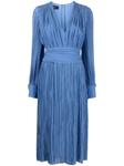Rochas плиссированное платье миди, синий - фото