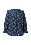 Блуза Ulla Popken ECO FLOWER LONG SLEEVE RUFFLED , Marine/Dark Blue - фото 6