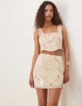 Мини-юбка ASOS DESIGN с вышивкой и пайетками розового цвета - фото
