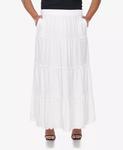 Юбка макси размера плюс с ярусами White Mark, белый - фото