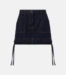 Джинсовая мини-юбка с кожаной отделкой Anagram Loewe, Indigo Blue - фото