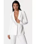Женский блестящий пиджак с бахромой Bebe, белый - фото