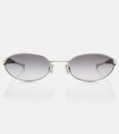 Овальные солнцезащитные очки Sardine Bottega Veneta, Silver-Silver-Grey - фото