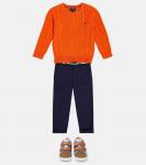 Хлопковый свитер косой вязки Polo Ralph Lauren, оранжевый - фото 2