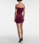 Бархатное платье-корсет с открытыми плечами Alex Perry, Plum - фото 3
