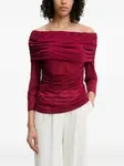 Драпированный топ с открытыми плечами NEVER FULLY DRESSED, красный - фото