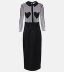 Платье миди из сетки и атласа Blumarine, черный - фото