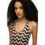 Футболка Superdry Zigzag Plunge Halter, бежевый - фото 2
