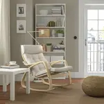 Кресло-качалка IKEA POÄNG, береза, Gunnared бежевый - фото 2