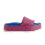 Сандалии Gucci Wmns GG Platform Sandal Fuchsia Blue, розовый - фото