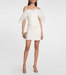 Мини-платье с отделкой из перьев Giuseppe di Morabito, Milk White - фото 2