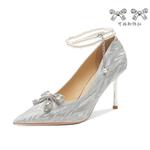 Ainer-cat Ainer cat Slim Heel High Heels 8cm Women's Silver - фото 4