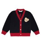 Кардиган из шерсти с логотипом Palm Angels, синий - фото