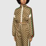 Куртка (WMNS) GUCCI Interlocking G Zipper Jacket 'Olive Green Ivory', зеленый - фото 3