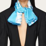 Ferragamo Шёлковый платок с принтом Венеры, Blue/White - фото 2