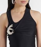 Трикотажное мини-платье с эмодзи Coperni, черный - фото 4