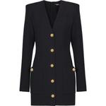 Черное мини-платье BALMAIN с V-образным вырезом и пуговицами - фото