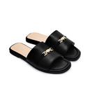 Тапочки кожаные Love Moschino, черный / кремовый - фото 3