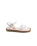Сандалии кожаные для девочек с пряжкой Pablosky, белый - фото