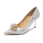 Ainer-cat Ainer cat Slim Heel High Heels 8cm Women's Silver - фото 3