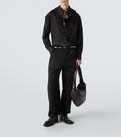 Вышитая хлопковая сатиновая рубашка Lemaire, черный - фото 2