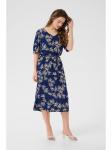 Платье BPskyla А-силуэта в синем/белом цвете с принтом листьев Kaffe - фото 2