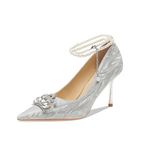 Ainer-cat Ainer cat Slim Heel High Heels 8cm Women's Silver - фото 3