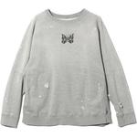 Свитер Butterfly patch с эффектом поношенности Needles, серый - фото