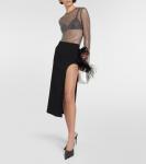 Сетчатый топ с отделкой из перьев Giuseppe di Morabito, черный - фото 2