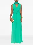Платье с воротником-хомутом и драпировкой Gemy Maalouf, зеленый - фото 2