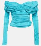 Топ с открытыми плечами и сборками Giuseppe di Morabito, Blue Zircon - фото